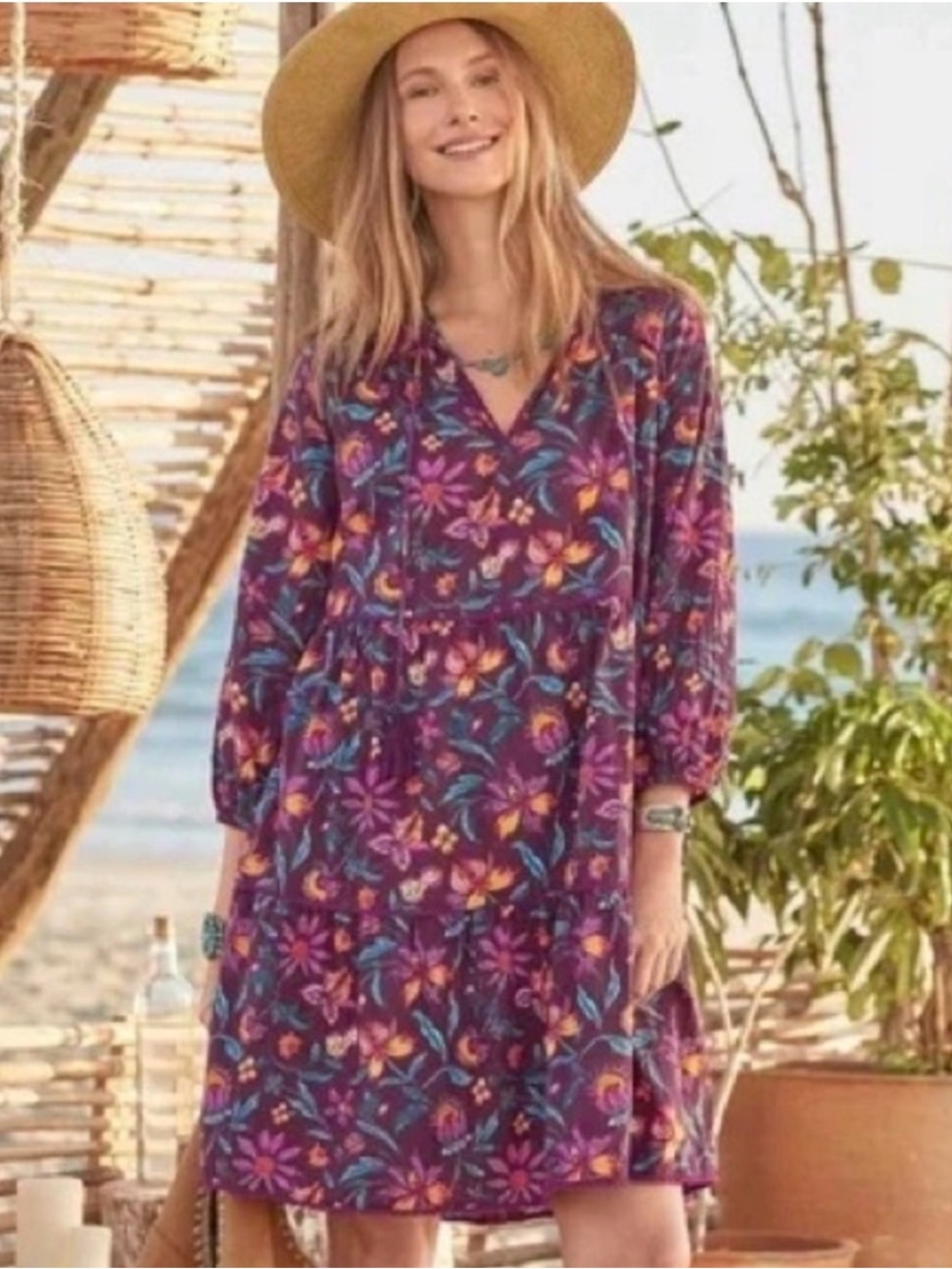 Sundance Eternal Summer L Boho Midi Floral Dress